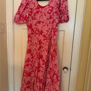 Red and Pink Cut Out Tiered Maxi Dress